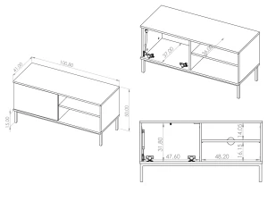 TV-Schrank für das Wohnzimmer mit 1 Tür Querty Schwarz