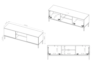 TV-Schrank für das Wohnzimmer mit 2 Türen Querty Hickory