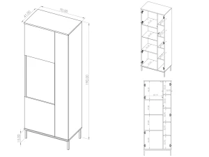 Vitrine für das Wohnzimmer Querty Hickory