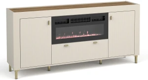 Wohnzimmerkommode Mossa MO7 mit Kamin Cashmere/Whiskyeiche