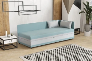 Einzelbett mit Box Hirek 90x200 Minze/Grau