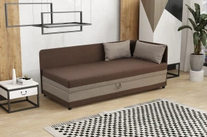 Einzelbett mit Box Hirek 80x180 Braun/Beige