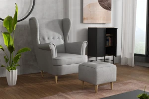 Ohrensessel mit Fußhocker Denver Grey
