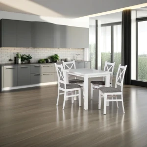 Tisch mit 4 Stühlen Z056 Weiß matt