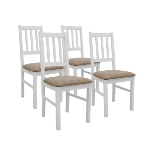 Set aus 4x Holzstuhl BOS04 Weiß/Beige