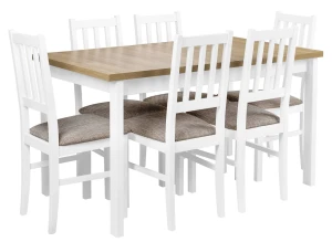 Set aus 6x Holzstuhl BOS04 Weiß/Beige