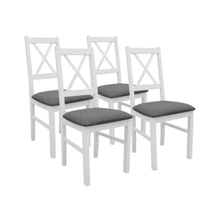 Set aus 4x Holzstuhl NIL10 Weiß/Graphit