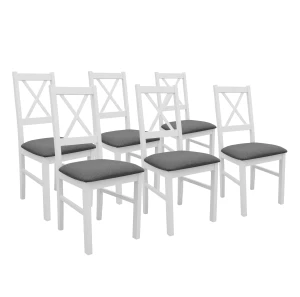 Set aus 6x Holzstuhl NIL10 Weiß/Graphit