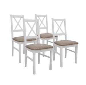 Set aus 4x Holzstuhl NIL10 Weiß/Beige