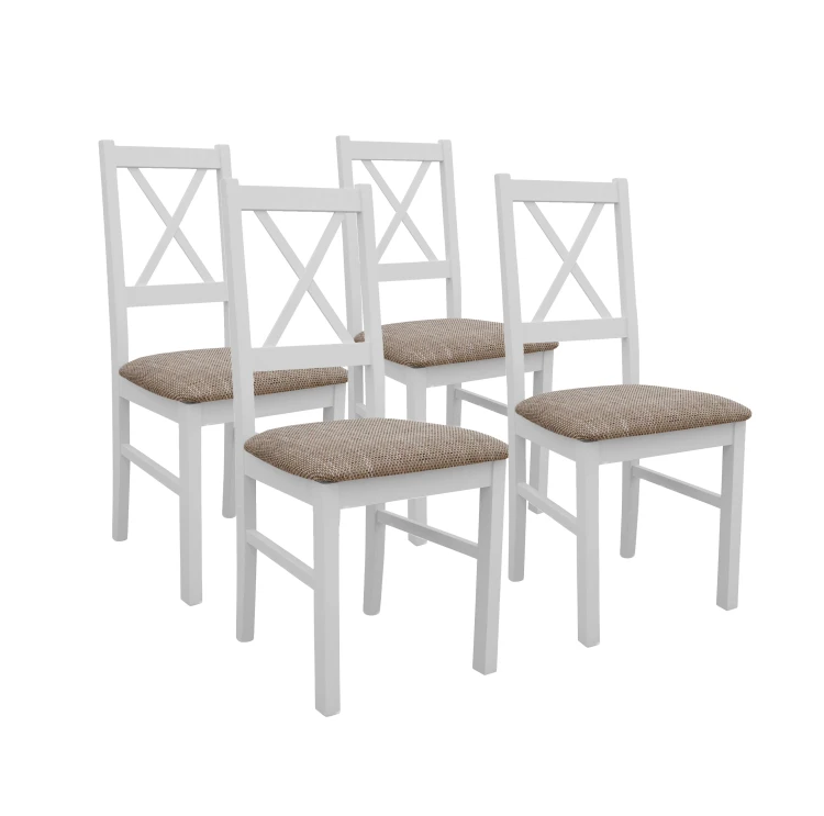 Set aus 4x Holzstuhl NIL10 Weiß/Beige