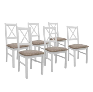 Set aus 6x Holzstuhl NIL10 Weiß/Beige