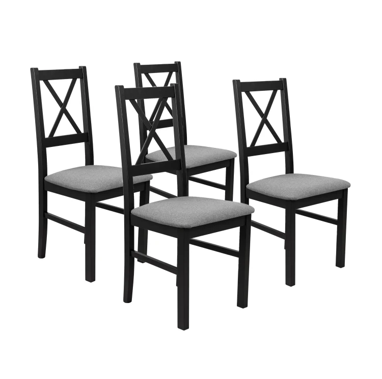 Set aus 4x Holzstuhl NIL10 Schwarz