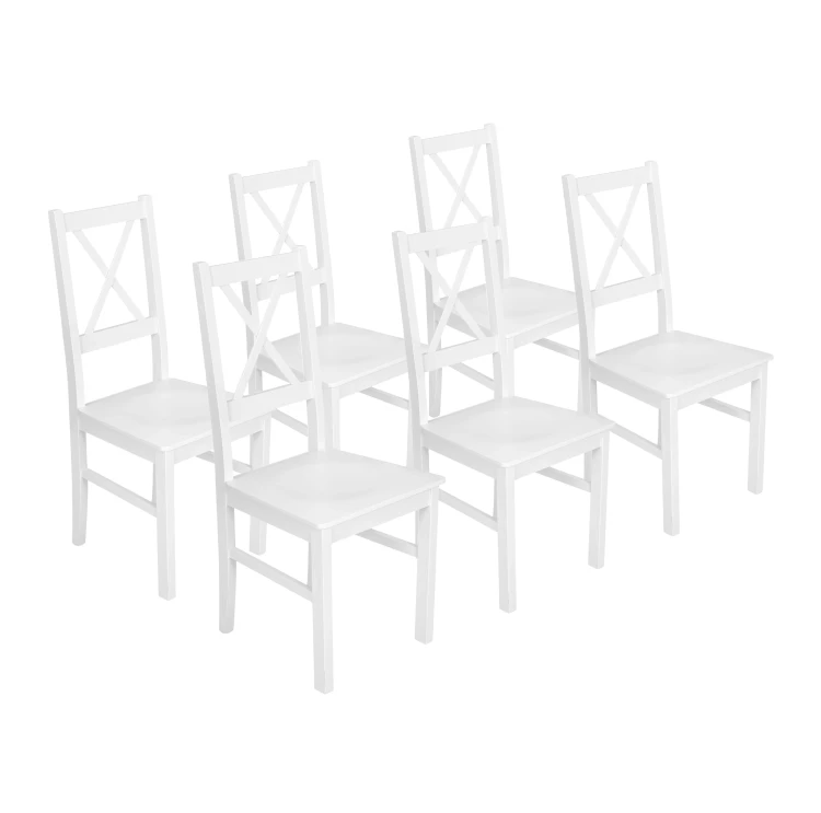 Set aus 6x Holzstuhl NIL10D Weiß
