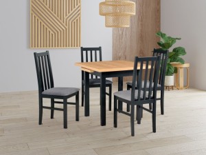 Set aus 2x Holzstuhl BOS10 Schwarz/Grau