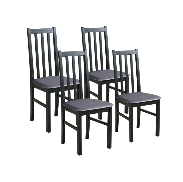 Set aus 4x Holzstuhl BOS10 Schwarz/Grau