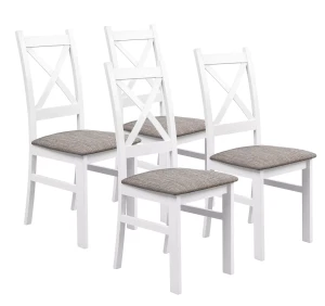 Satz von 4x Holzstuhl KRZ Weiß/Hellbraun