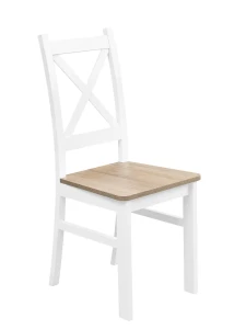 Satz von 4x Holzstuhl KRT Weiß/Eiche Sonoma