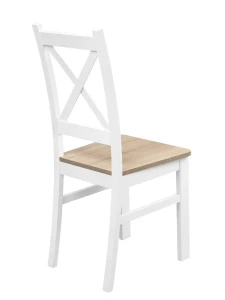 Satz von 4x Holzstuhl KRT Weiß/Eiche Sonoma