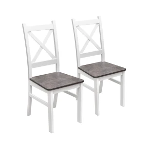 Satz von 2x Holzstuhl KRT Weiß/Beton