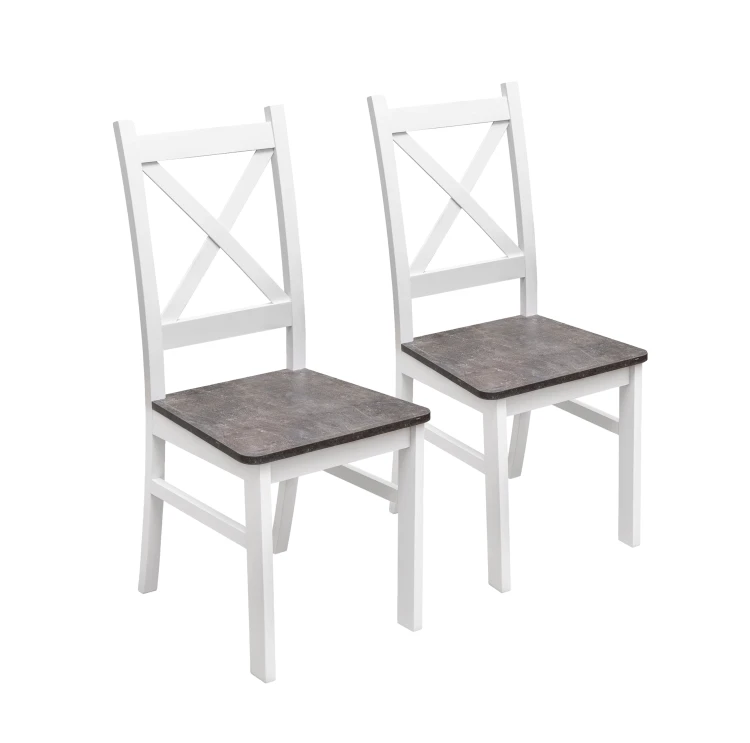 Satz von 2x Holzstuhl KRT Weiß/Beton