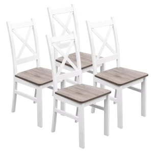 Satz von 4x Holzstuhl KRT Weiß/San Remo
