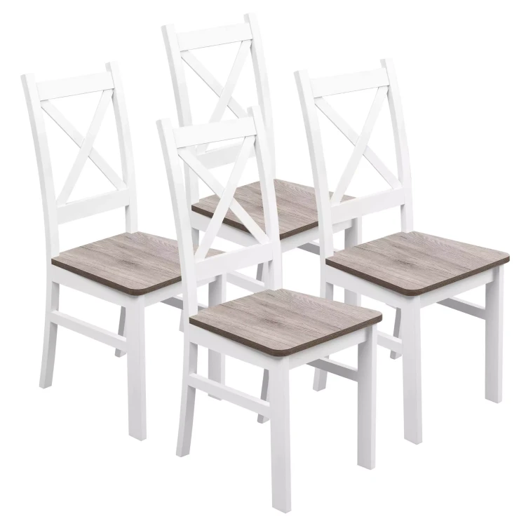 Satz von 4x Holzstuhl KRT Weiß/San Remo