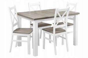 Satz von 4x Holzstuhl KRT Weiß/San Remo