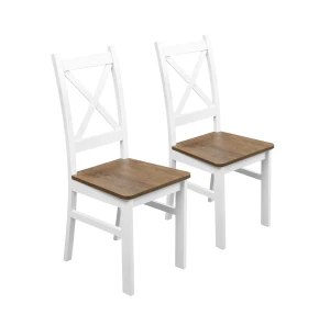Satz von 2x Holzstuhl KRT Weiß/Eiche Lefkas