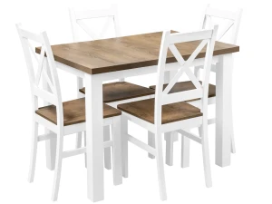 Satz von 2x Holzstuhl KRT Weiß/Eiche Lefkas