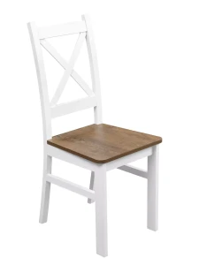 Satz von 6x Holzstuhl KRT Weiß/Eiche Lefkas