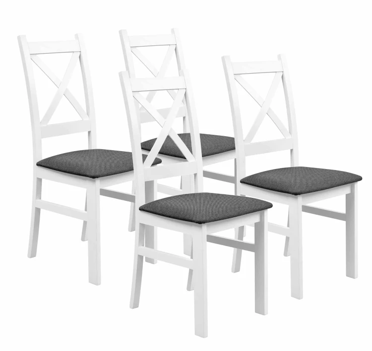 Satz von 4x Holzstuhl KRZ Weiß/Graphit