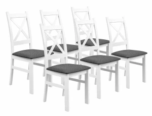 Satz von 6x Holzstuhl KRZ Weiß/Graphit