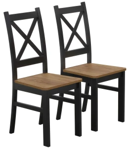 Set 2x Holzstuhl KRT Schwarz/Eiche Craft