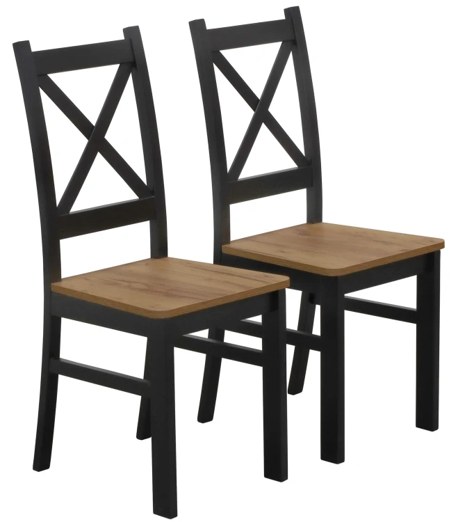Set 2x Holzstuhl KRT Schwarz/Eiche Craft