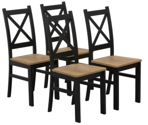 Set 4x Holzstuhl KRT Schwarz/Eiche Craft