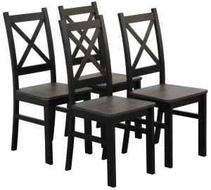 Set 4x Holzstuhl KRT Schwarz/Beton