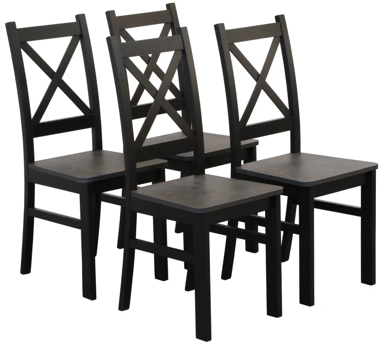 Set 4x Holzstuhl KRT Schwarz/Beton