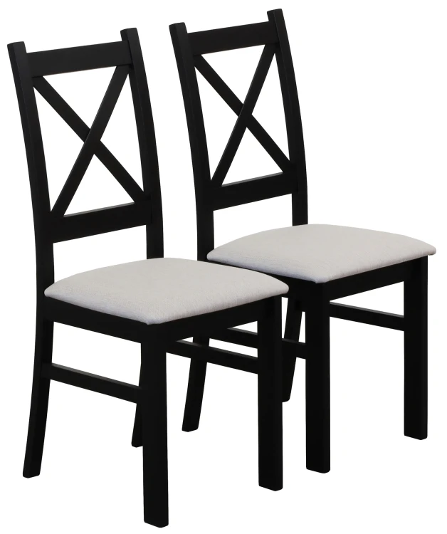 Set 2x Gepolsterter Stuhl KRZ Schwarz/Beige