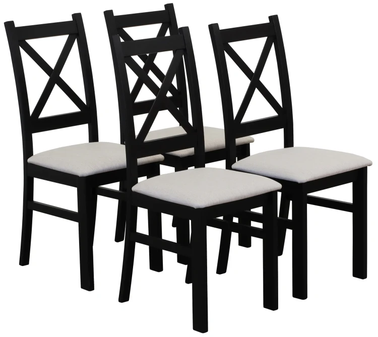 Set 4x Gepolsterter Stuhl KRZ Schwarz/Beige