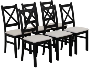 Set 6x Gepolsterter Stuhl KRZ Schwarz/Beige
