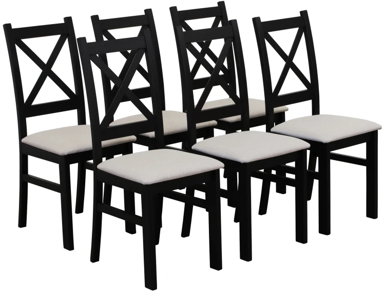 Set 6x Gepolsterter Stuhl KRZ Schwarz/Beige