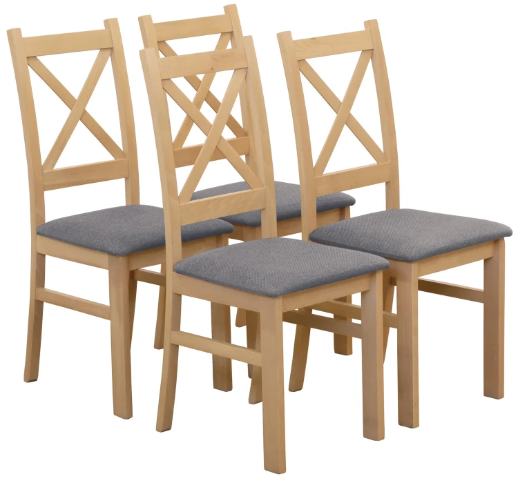 Set 4x gepolsterte Stühle KRZ Eiche Artisan/Grau