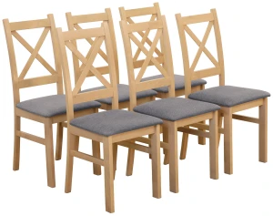 Set 6x gepolsterte Stühle KRZ Eiche Artisan/Grau