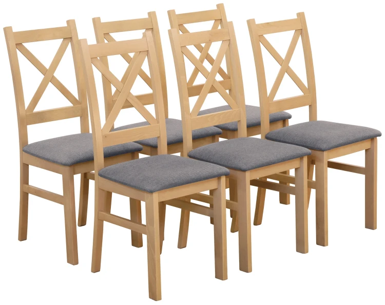 Set 6x gepolsterte Stühle KRZ Eiche Artisan/Grau