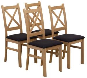 Set 4x gepolsterte Stühle KRZ Eiche Artisan/Schwarz