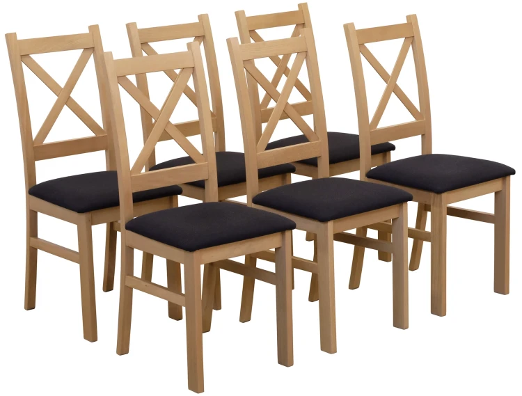 Set 6x gepolsterte Stühle KRZ Eiche Artisan/Schwarz