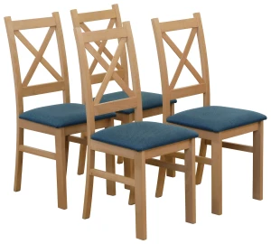 Set 4x gepolsterte Stühle KRZ Eiche Artisan/Türkis