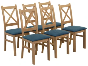 Set 6x gepolsterte Stühle KRZ Eiche Artisan/Türkis