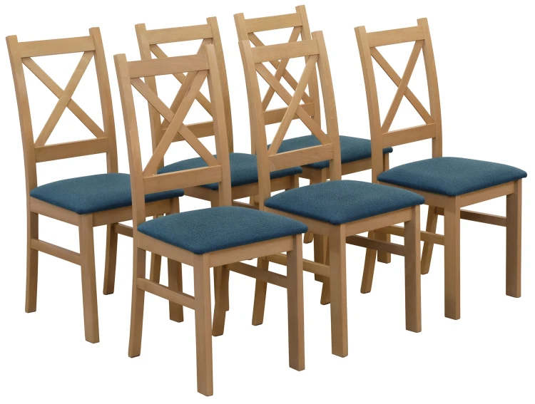 Set 6x gepolsterte Stühle KRZ Eiche Artisan/Türkis