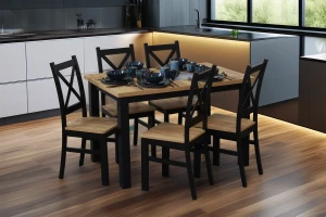 Ausziehbarer Küchentisch LAP 150x80 Schwarz/Eiche Craft